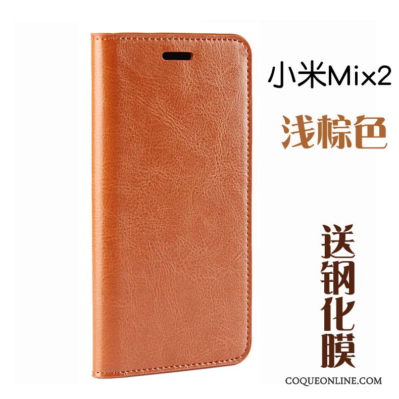 Mi Mix 2 Petit Cuir Véritable Incassable Rouge Téléphone Portable Housse Coque De Téléphone