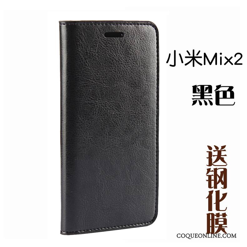 Mi Mix 2 Petit Cuir Véritable Incassable Rouge Téléphone Portable Housse Coque De Téléphone