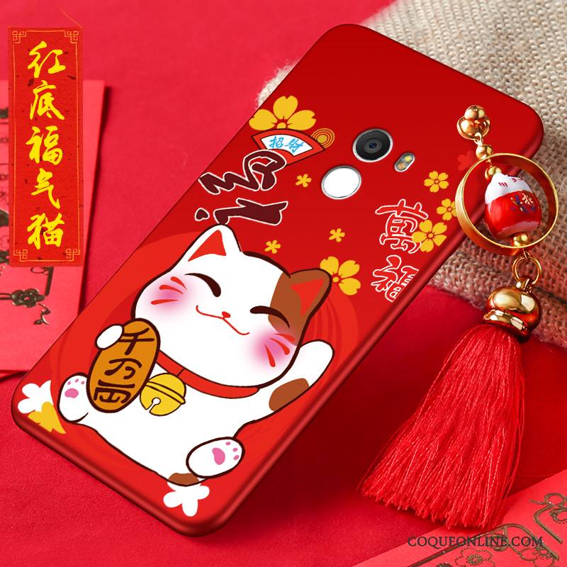 Mi Mix 2 Petit Incassable Protection Rouge Chat Étui Coque De Téléphone