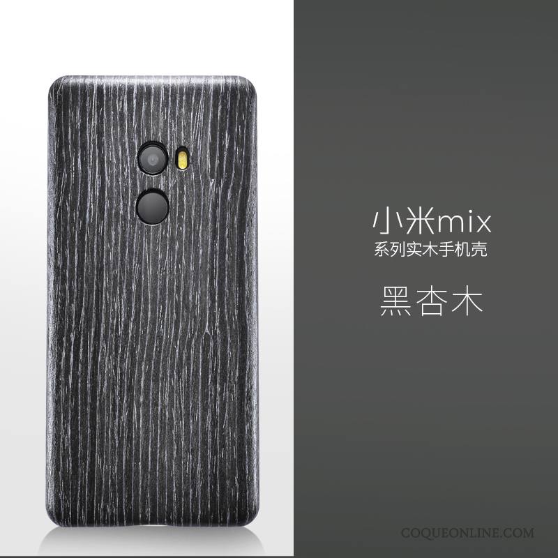 Mi Mix 2 Étui Rouge Bois Massif En Bois Très Mince Coque De Téléphone Protection