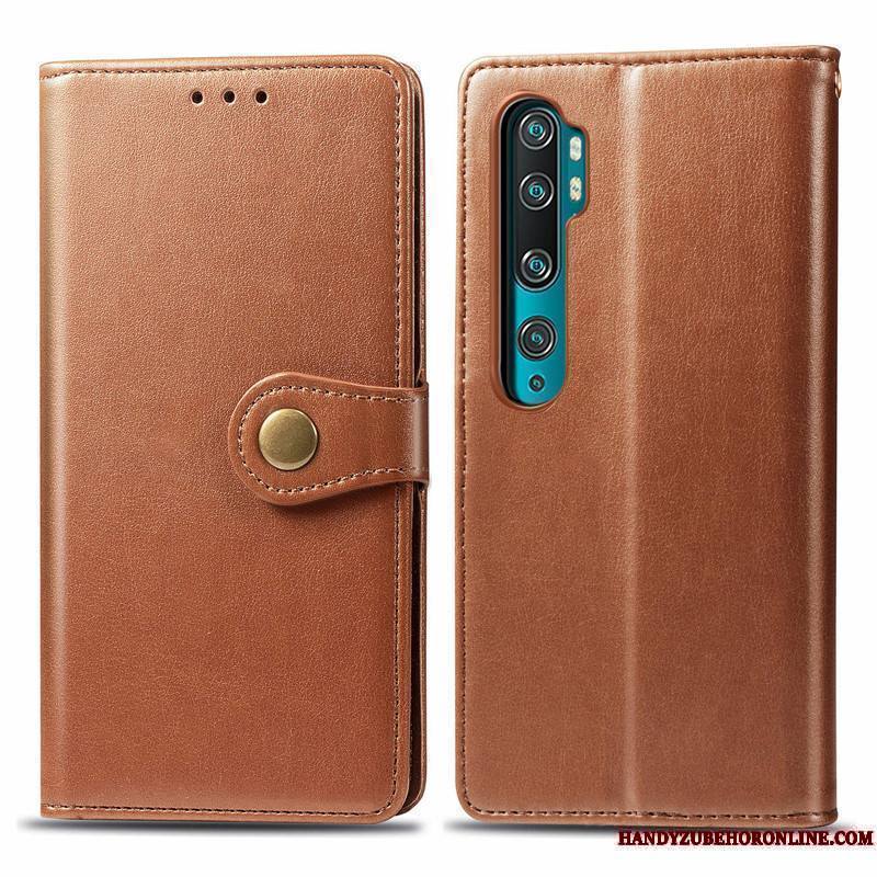 Mi Note 10 Coque Rouge Jeunesse Petit Simple Couleur Unie Étui Protection