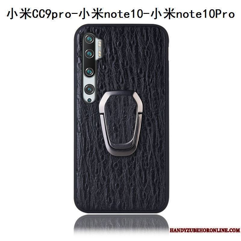 Mi Note 10 Coque Tout Compris Protection Couvercle Arrière Cuir Véritable Étui Rouge Incassable