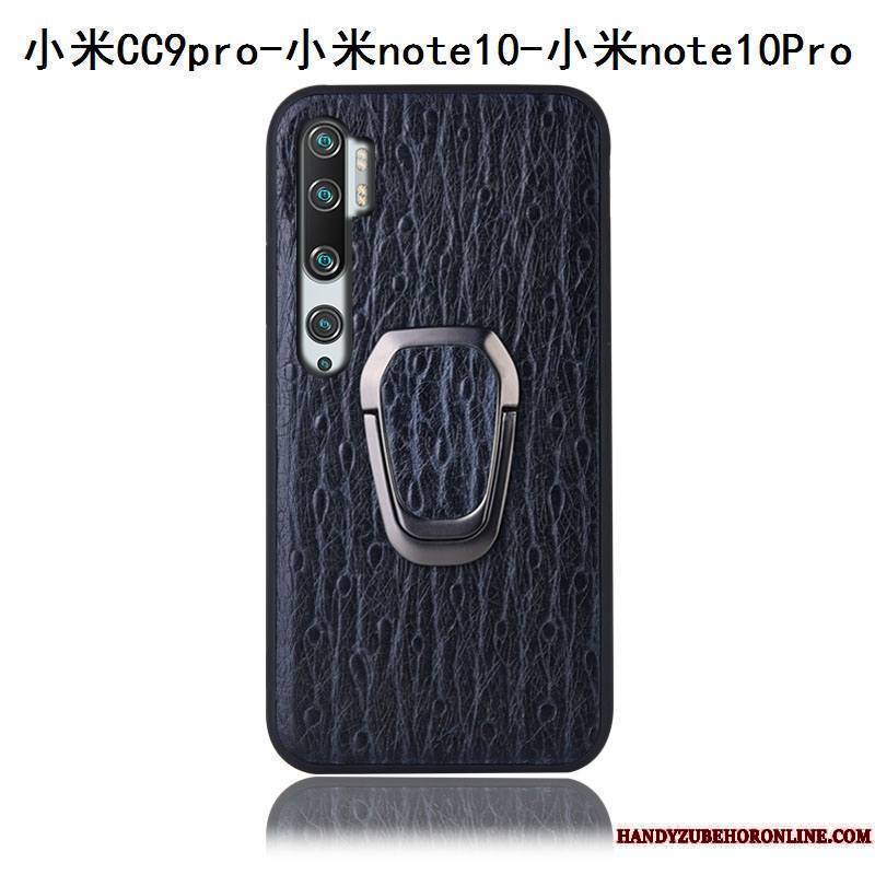 Mi Note 10 Coque Tout Compris Protection Couvercle Arrière Cuir Véritable Étui Rouge Incassable