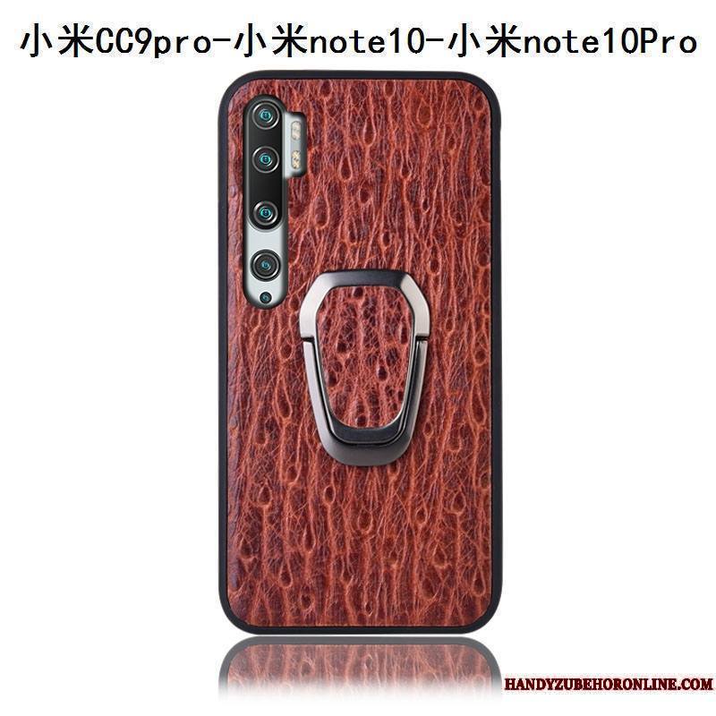 Mi Note 10 Coque Tout Compris Protection Couvercle Arrière Cuir Véritable Étui Rouge Incassable