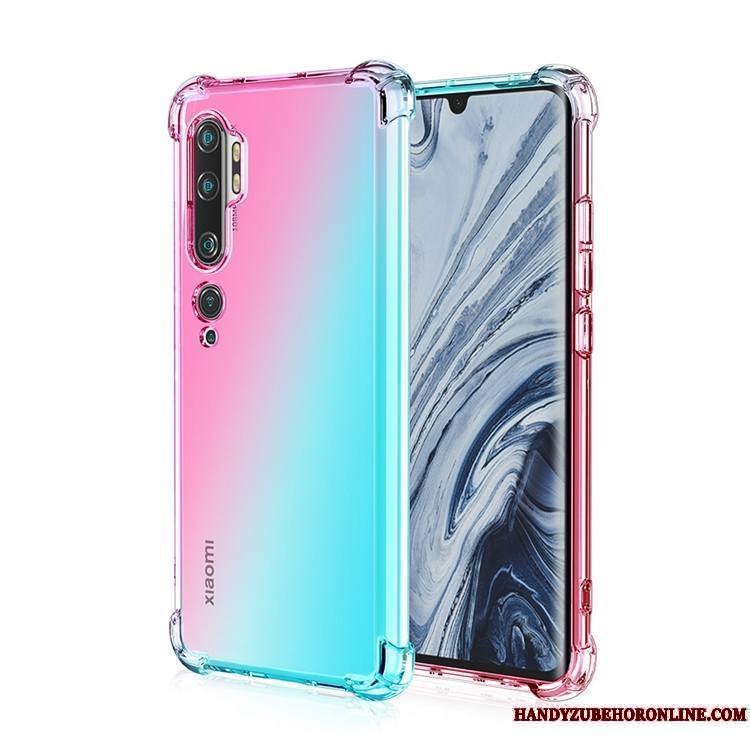 Mi Note 10 Dégradé Arc En Ciel Incassable Coque De Téléphone Étui Silicone Rose