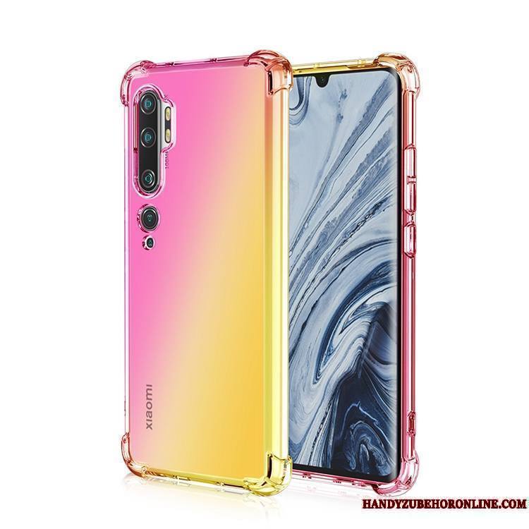 Mi Note 10 Dégradé Arc En Ciel Incassable Coque De Téléphone Étui Silicone Rose