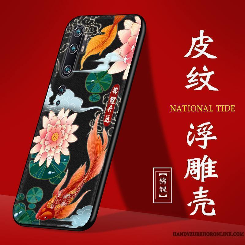 Mi Note 10 Style Chinois Personnalité Petit Coque De Téléphone Modèle Fleurie Personnalisé Incassable