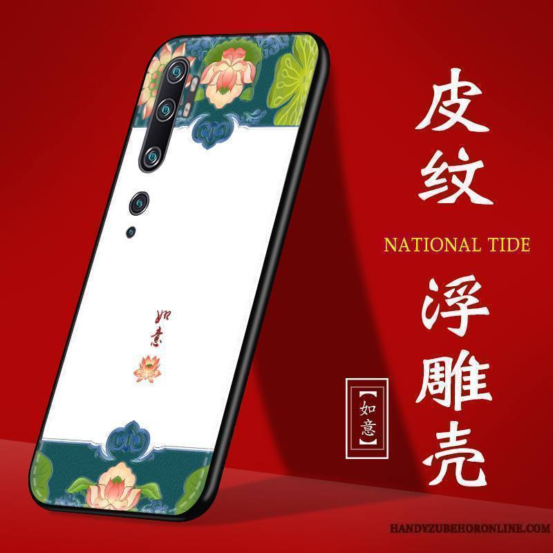 Mi Note 10 Style Chinois Personnalité Petit Coque De Téléphone Modèle Fleurie Personnalisé Incassable