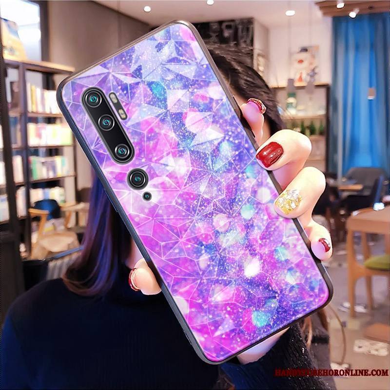 Mi Note 10 Violet Modèle Fleurie Fluide Doux Petit Net Rouge Étui Coque De Téléphone