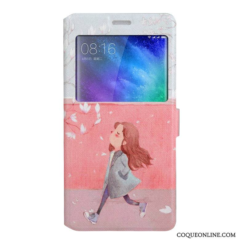 Mi Note 2 Coque Tendance Ouvrir La Fenêtre Support Petit Bleu Clair Étui Dessin Animé