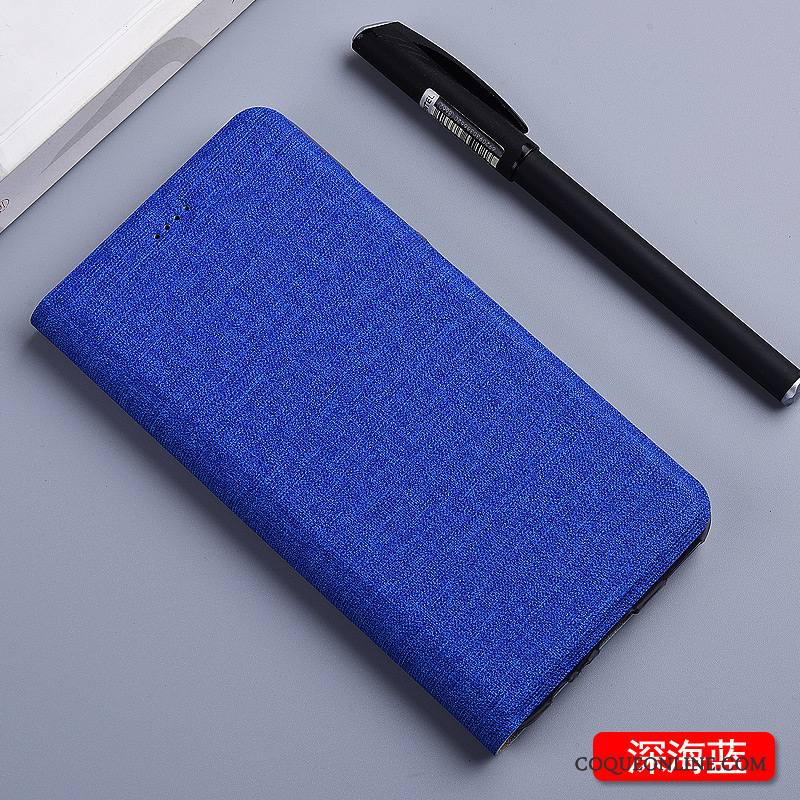 Mi Note 2 Coque Étui En Cuir Lin Incassable Téléphone Portable Bleu Petit Silicone