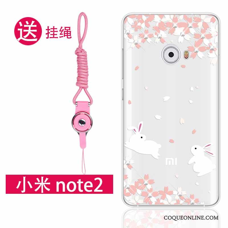 Mi Note 2 Fluide Doux Strass Coque Rose Silicone Protection Incassable