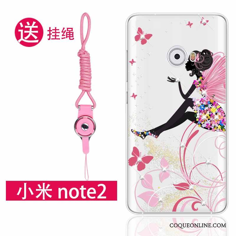 Mi Note 2 Fluide Doux Strass Coque Rose Silicone Protection Incassable