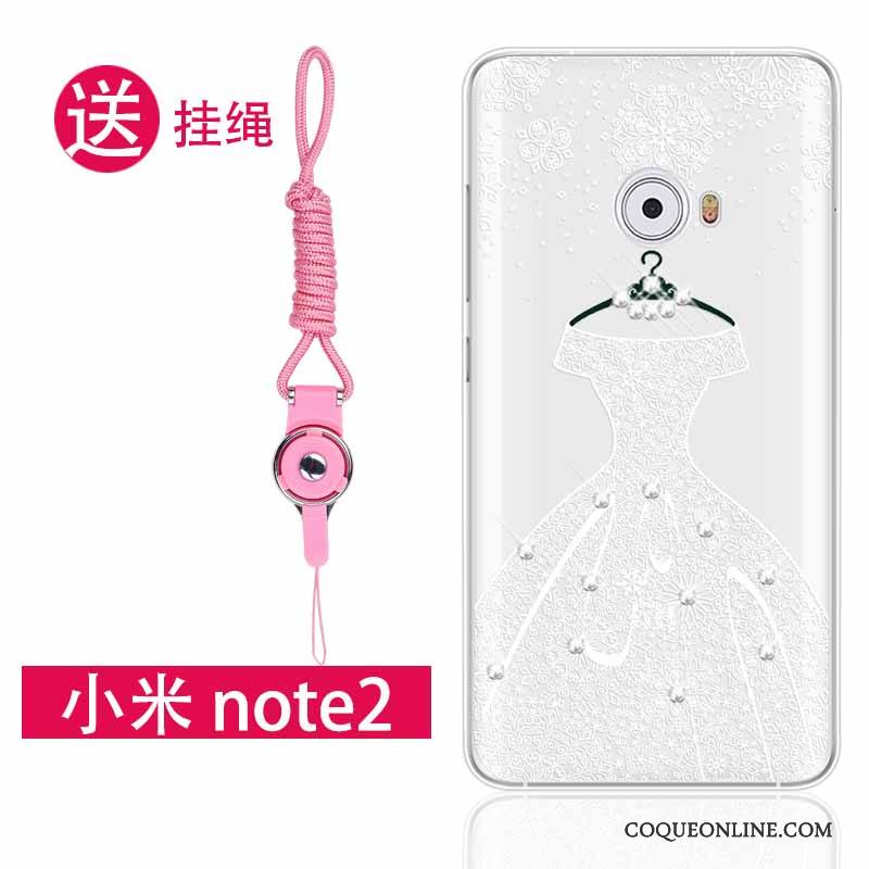 Mi Note 2 Fluide Doux Strass Coque Rose Silicone Protection Incassable