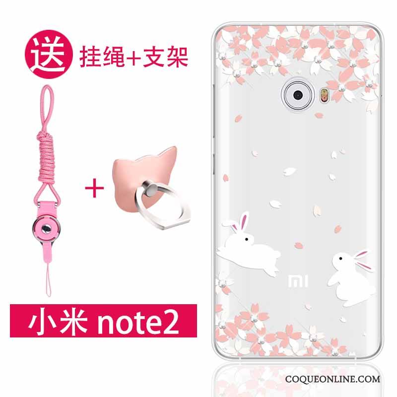 Mi Note 2 Fluide Doux Strass Coque Rose Silicone Protection Incassable