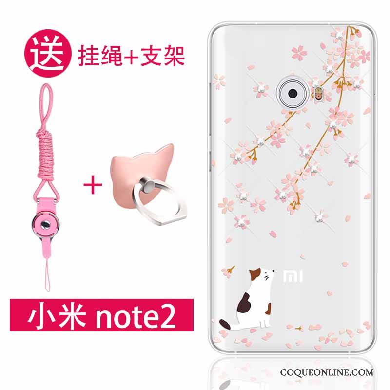 Mi Note 2 Fluide Doux Strass Coque Rose Silicone Protection Incassable