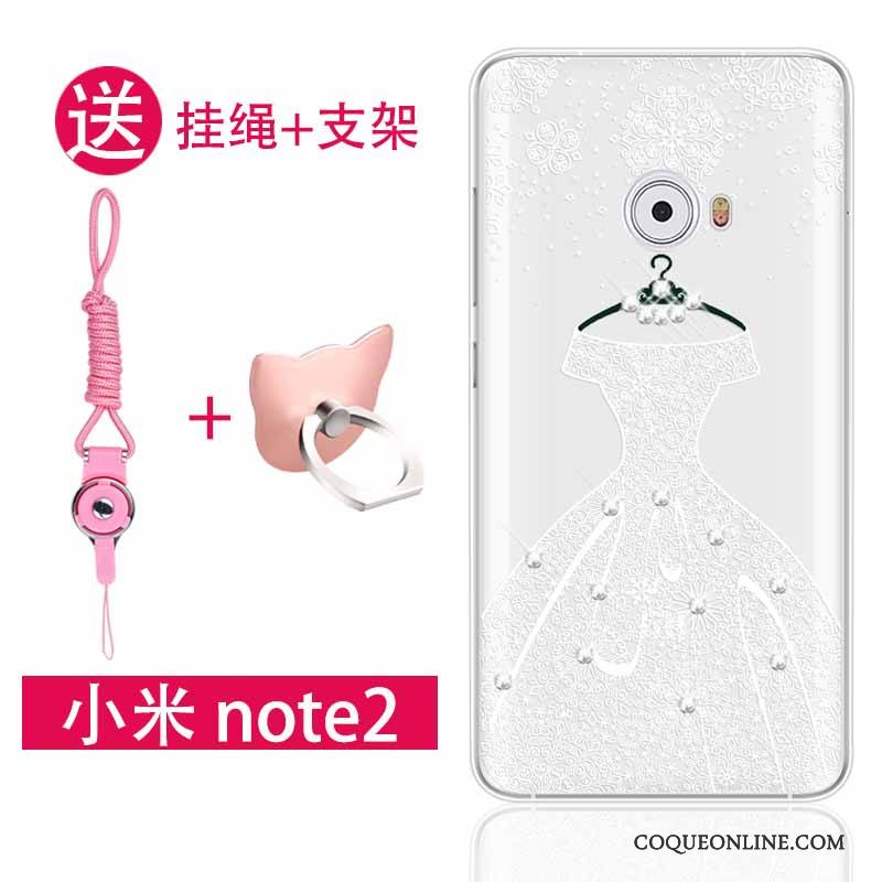 Mi Note 2 Fluide Doux Strass Coque Rose Silicone Protection Incassable