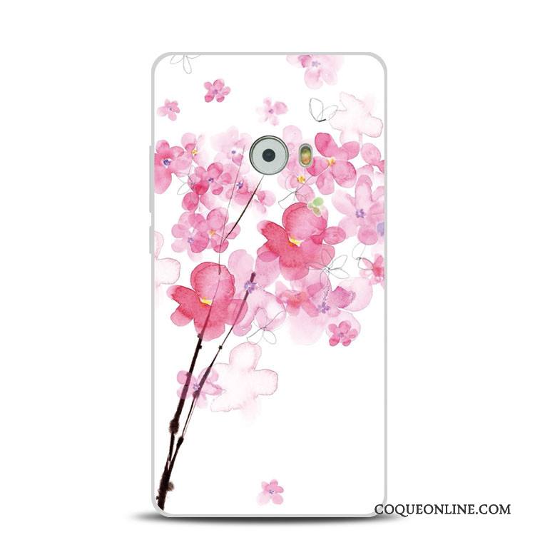 Mi Note 2 Support Fleur De Pêche Gaufrage Silicone Rose Coque Petit