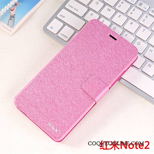 Mi Note 2 Étui En Cuir Tendance Clamshell Incassable Rouge Coque De Téléphone Rose