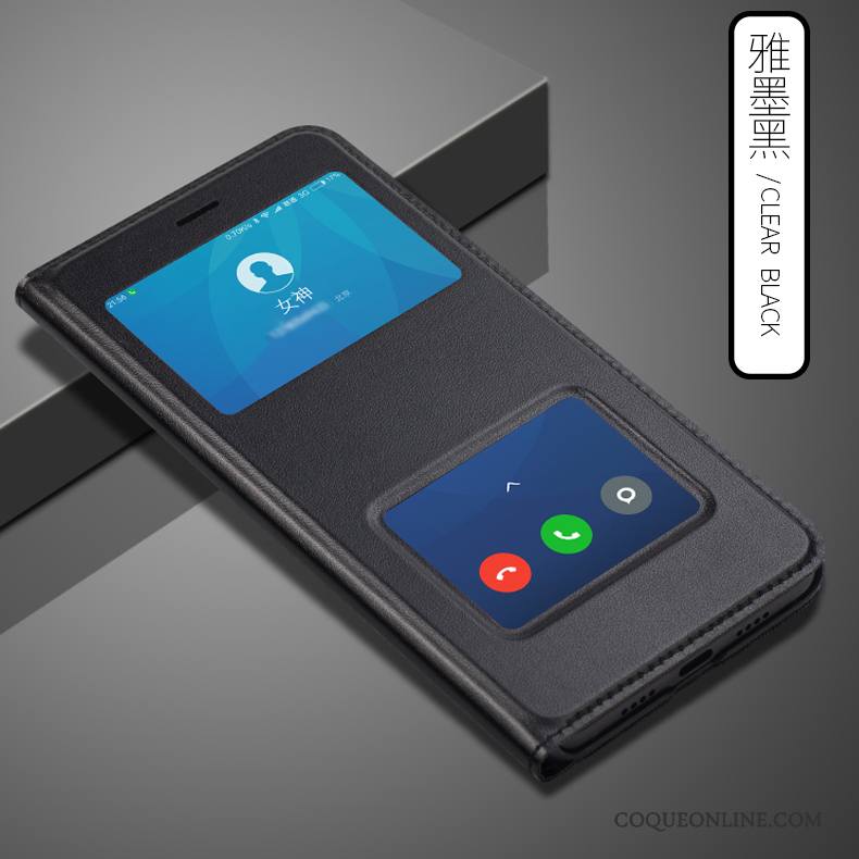 Mi Note 3 Coque Clamshell Tout Compris Téléphone Portable Étui En Cuir Noir Petit Protection