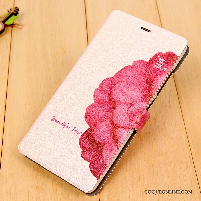 Mi Note 3 Coque Peinture Mesh Rose Petit Étui En Cuir Protection