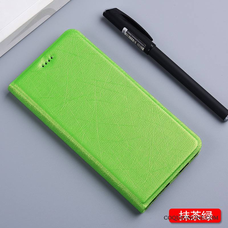 Mi Note 3 Coque Petit Étui Soie Téléphone Portable Vert Étui En Cuir Protection