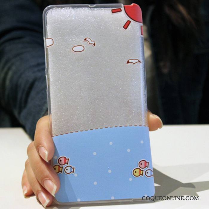 Mi Note Silicone Petit Fluide Doux Charmant Coque De Téléphone Dessin Animé Bleu Clair