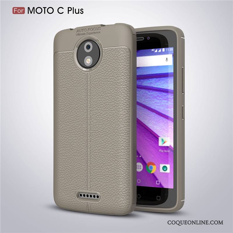 Moto C Plus Coque Protection Noir Fluide Doux Étui Cuir Créatif Modèle Fleurie