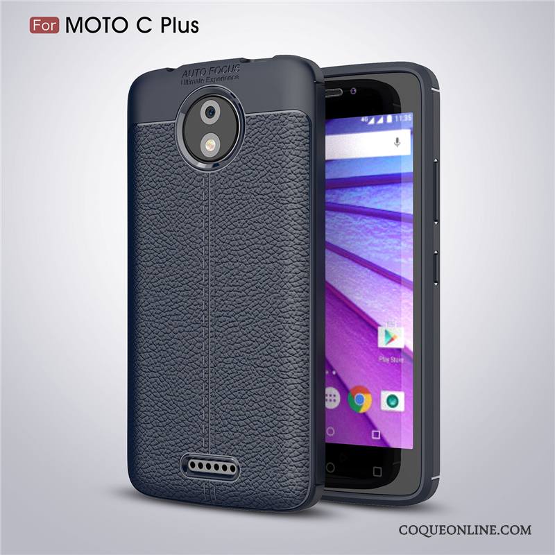 Moto C Plus Coque Protection Noir Fluide Doux Étui Cuir Créatif Modèle Fleurie