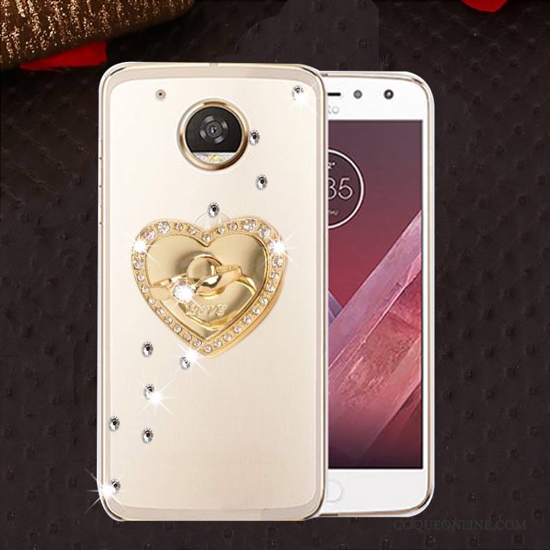 Moto E4 Coque Protection Incassable Silicone Strass Étui Or