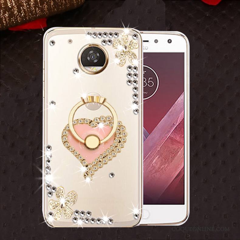 Moto E4 Coque Protection Incassable Silicone Strass Étui Or