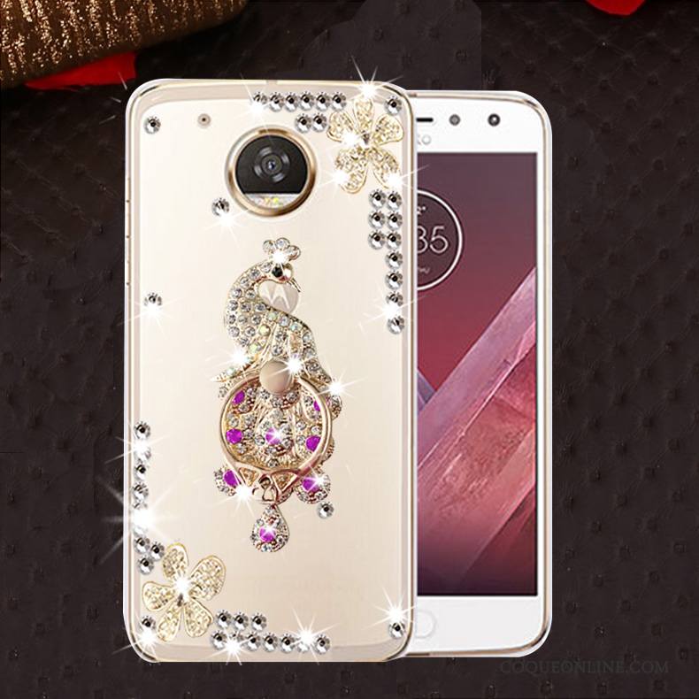 Moto E4 Coque Protection Incassable Silicone Strass Étui Or