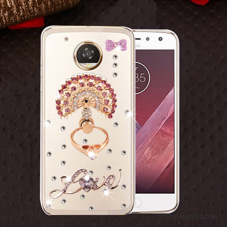 Moto E4 Coque Protection Incassable Silicone Strass Étui Or