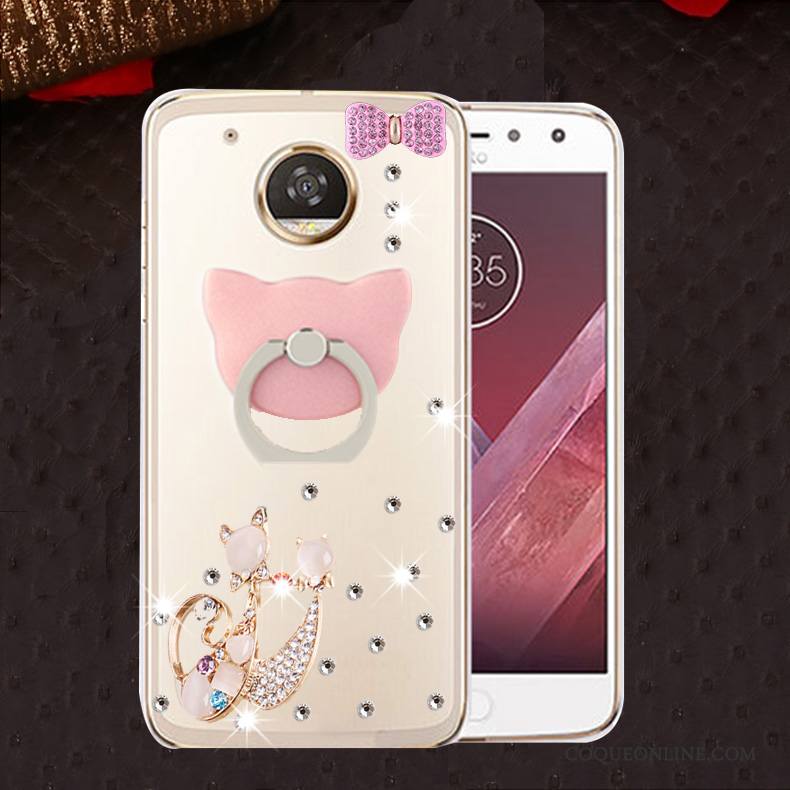 Moto E4 Coque Protection Incassable Silicone Strass Étui Or