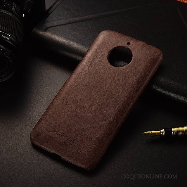 Moto E4 Plus Coque Cuir Véritable De Téléphone Très Mince Protection