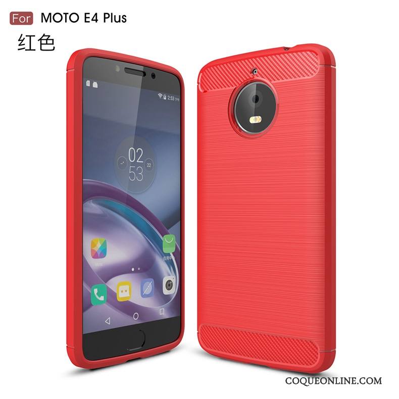 Moto E4 Plus Modèle Fleurie Fibre Coque Rouge Protection Soie De Téléphone