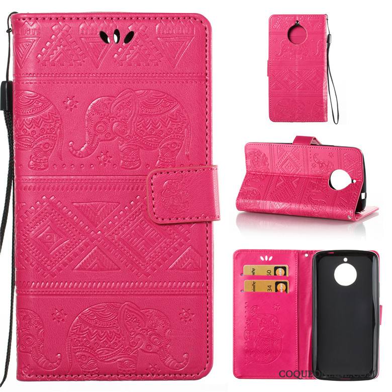 Moto E4 Tout Compris Protection Coque De Téléphone Clamshell Rose Étui En Cuir Incassable