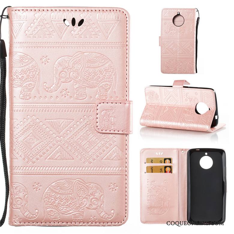 Moto E4 Tout Compris Protection Coque De Téléphone Clamshell Rose Étui En Cuir Incassable