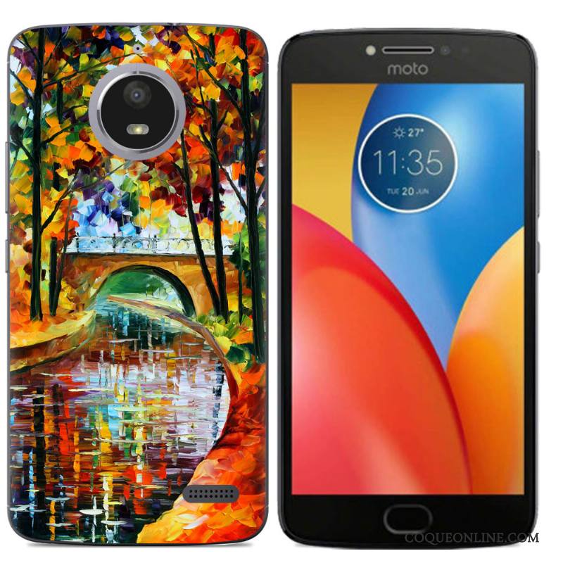 Moto E4 Téléphone Portable Peinture Silicone Coque Créatif Tout Compris Fluide Doux