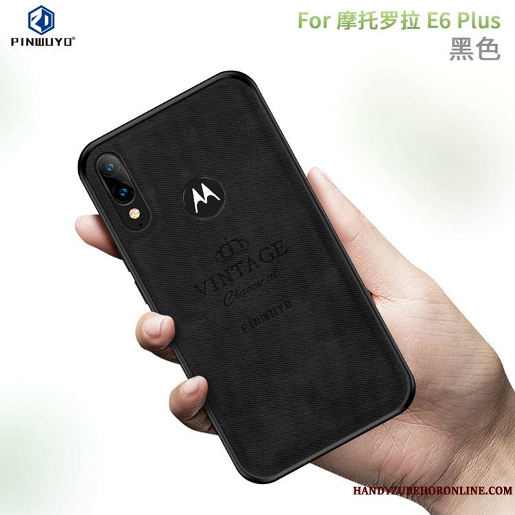 Moto E6 Plus Coque Luxe Incassable Modèle Fleurie Bleu De Téléphone Toile