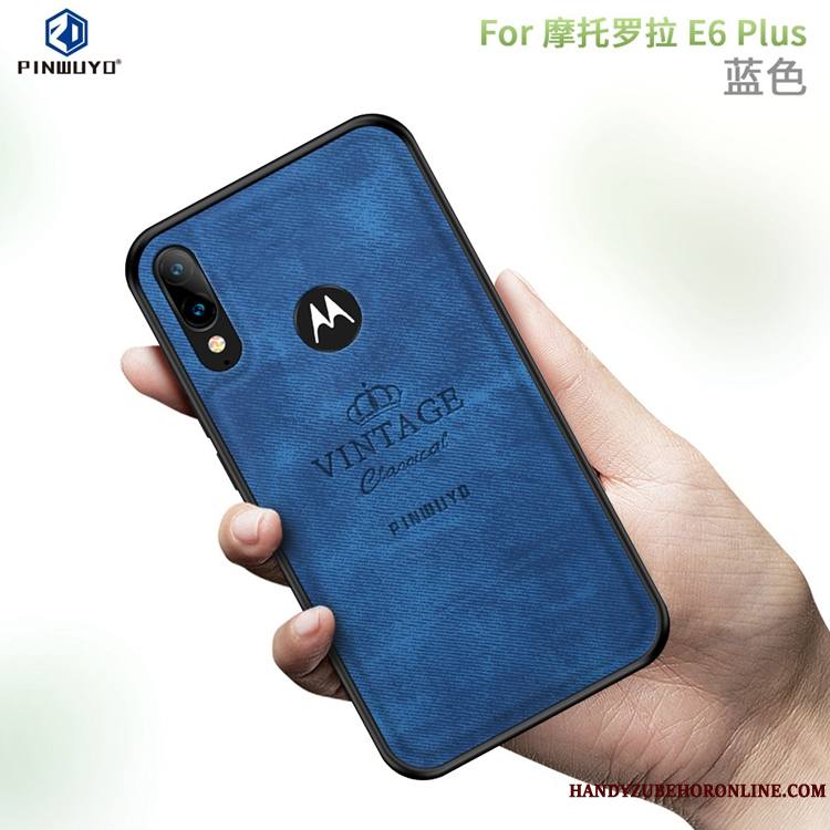 Moto E6 Plus Coque Luxe Incassable Modèle Fleurie Bleu De Téléphone Toile