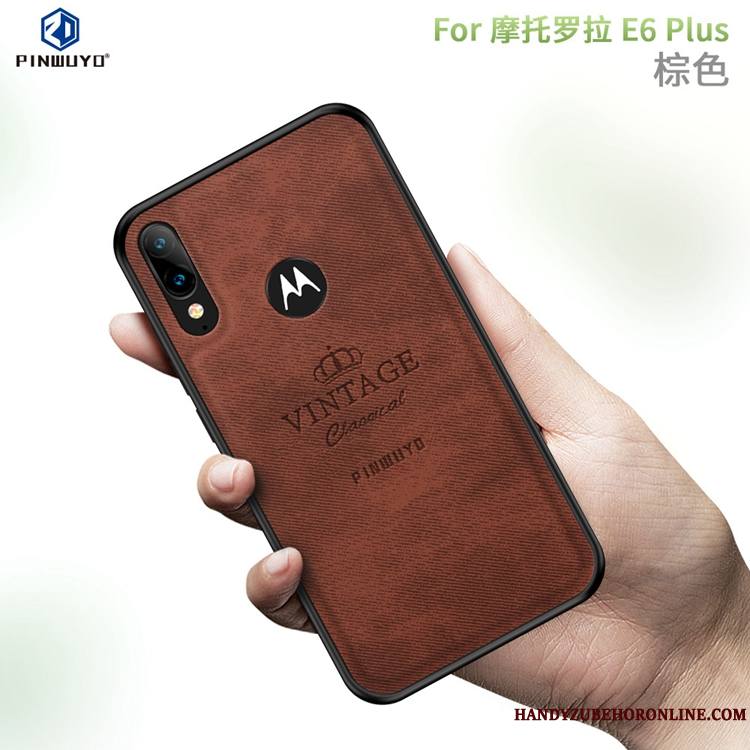 Moto E6 Plus Coque Luxe Incassable Modèle Fleurie Bleu De Téléphone Toile