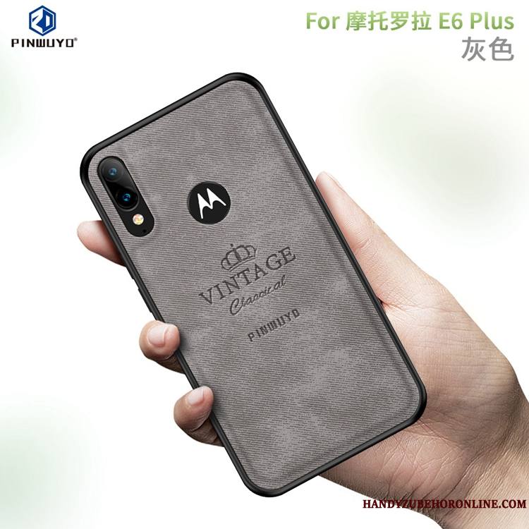 Moto E6 Plus Coque Luxe Incassable Modèle Fleurie Bleu De Téléphone Toile