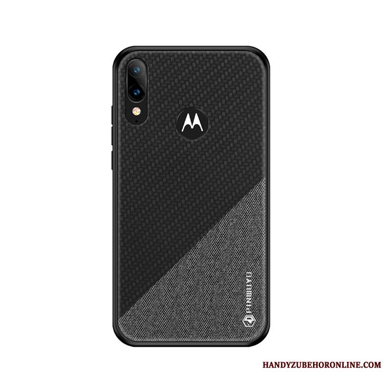 Moto E6 Plus Coque Modèle Fleurie Incassable Jaune Toile Tissu Étui Tout Compris