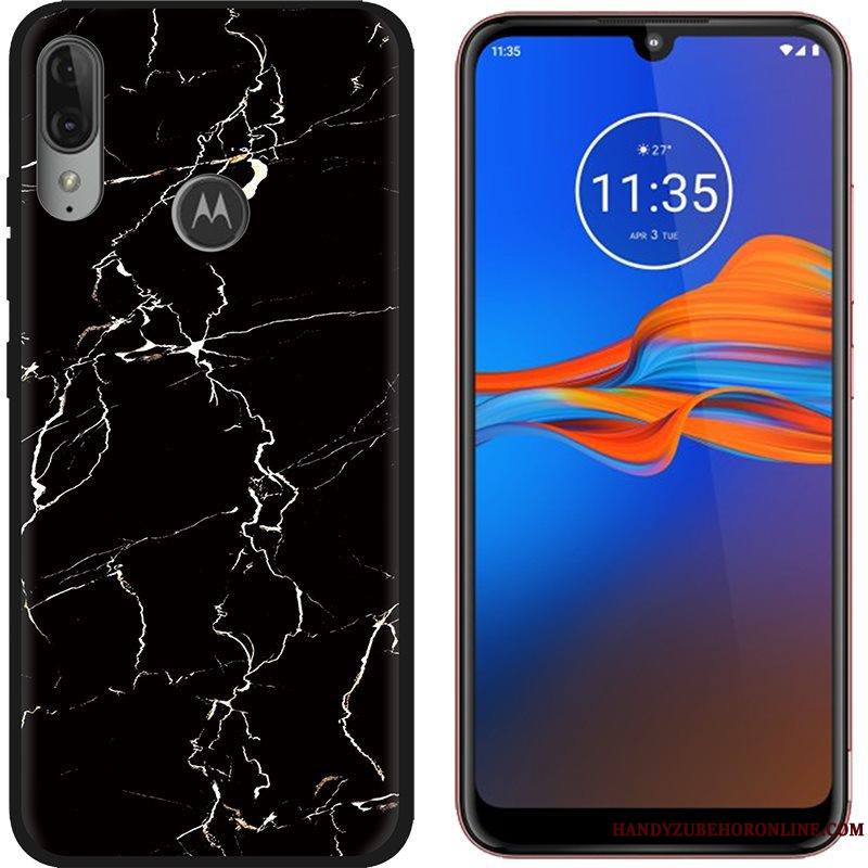 Moto E6 Plus Coque Noir Chaud Peinture Tendance Dessin Animé Vert Tissu