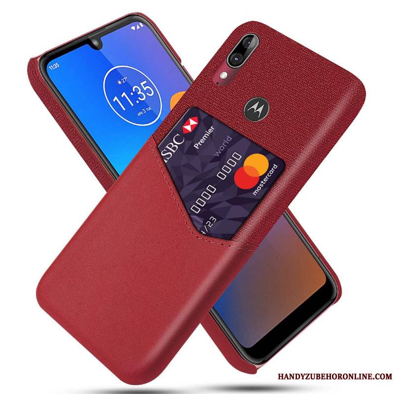 Moto E6 Plus Modèle Fleurie Noir Coque Cuir Qualité Tissu Délavé En Daim