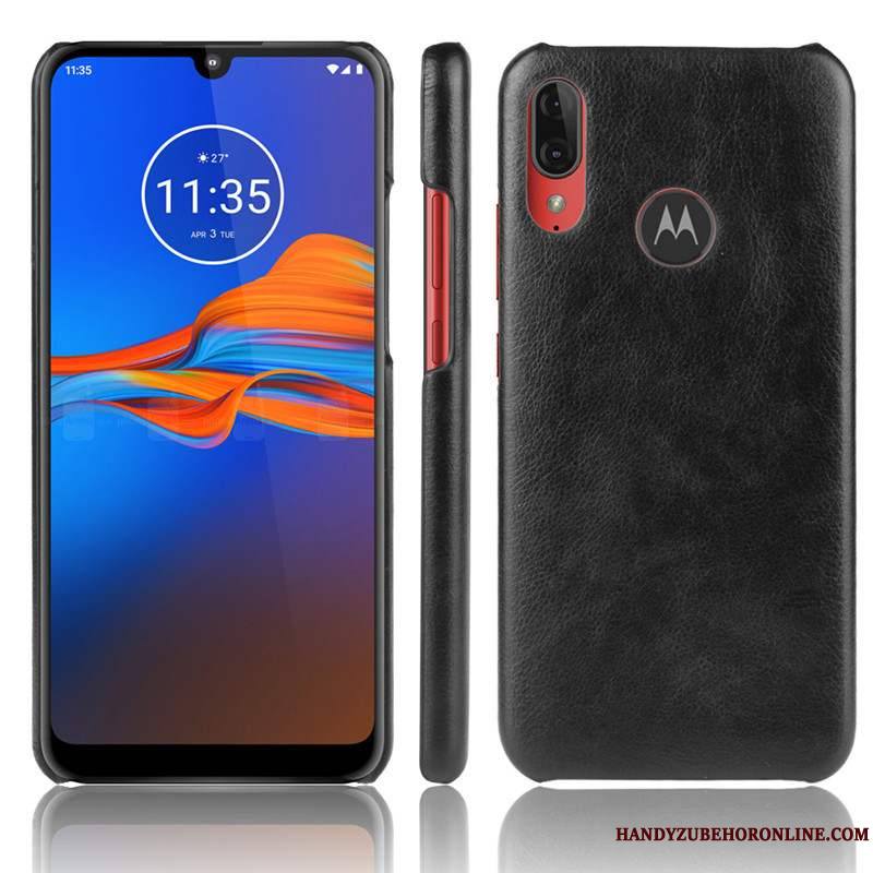 Moto E6 Plus Téléphone Portable Cuir Qualité Coque Protection Rouge Étui