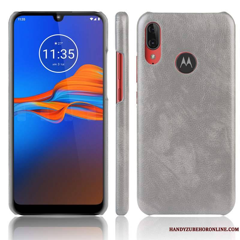 Moto E6 Plus Téléphone Portable Cuir Qualité Coque Protection Rouge Étui