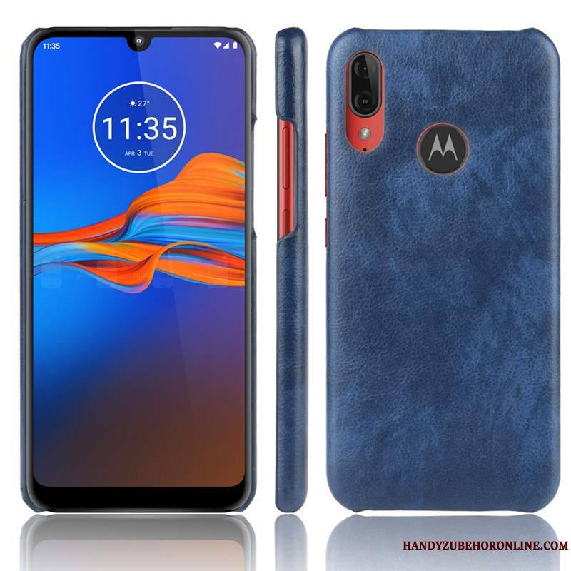 Moto E6 Plus Téléphone Portable Cuir Qualité Coque Protection Rouge Étui