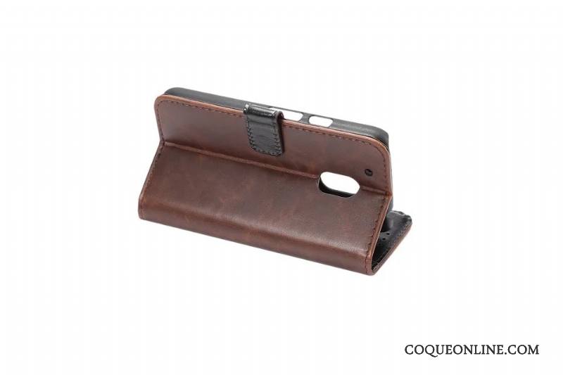 Moto G4 Play Coque Marron Protection Téléphone Portable Étui Étui En Cuir Portefeuille